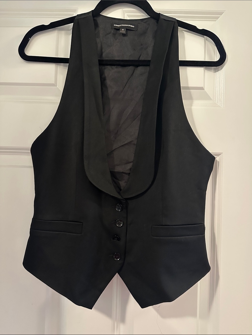Express theory Black Satin Shawl-Lapel Women's Vest